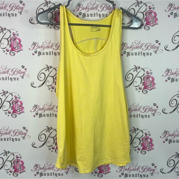 Eddie Bauer tank top scoop neck stretchy bright Sunny Yellow Tank Top - Picture 1 of 7